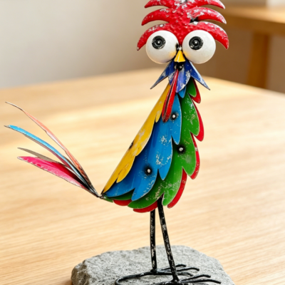 Outdoor Fun Metal Rooster Garden Statue | Rooster Garden Decoration | Chicken-Shaped Ornaments