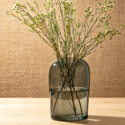Smoked Glass Vase | Modern Minimalist Home Decor | Shelf/Tabletop Table Decoration | Suitable for Living Room, Bedroom, Kitchen, and Office